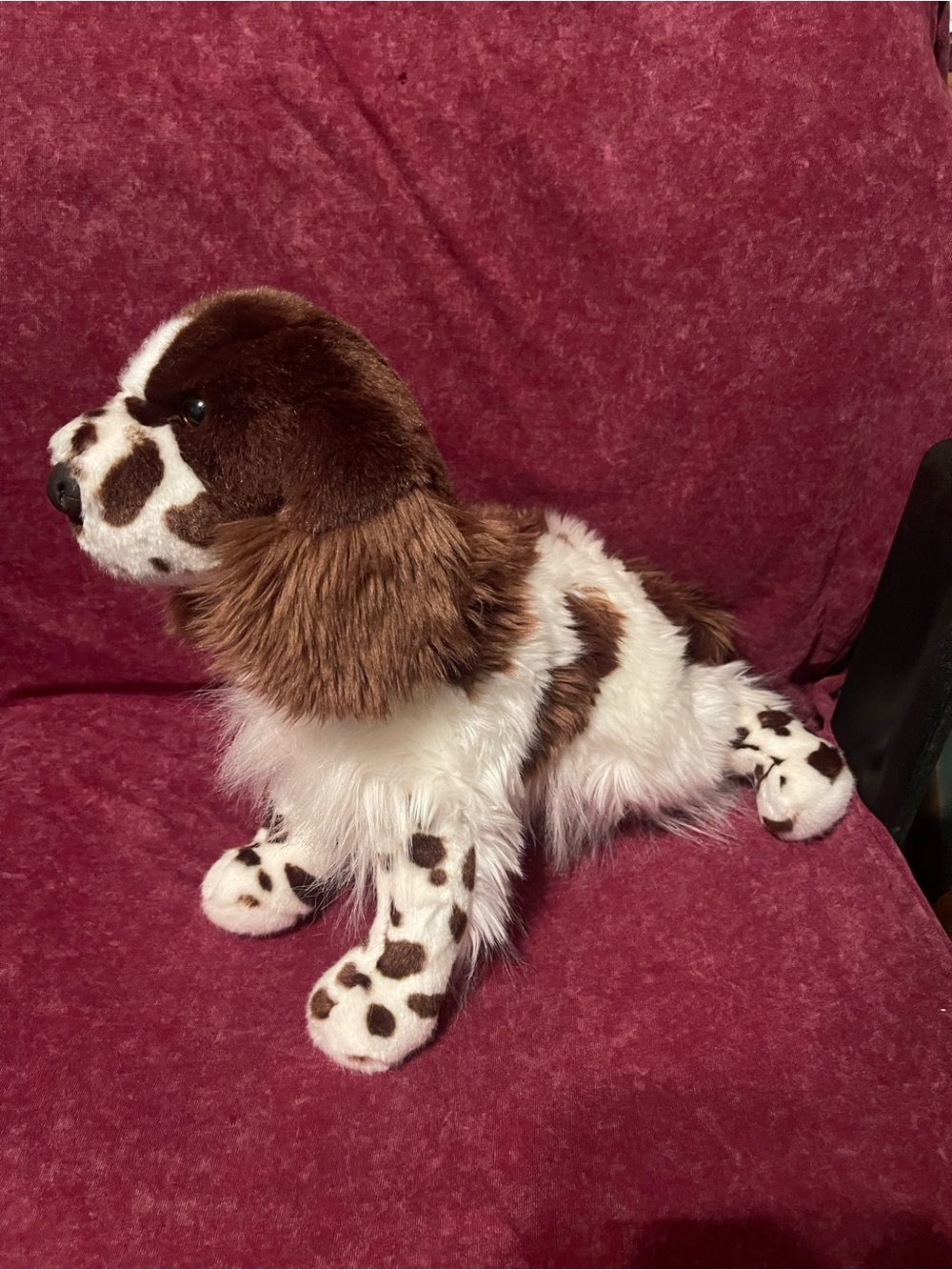 Plush Brown & White Spotted Dog Toy - Soft Cuddly Pet Plush